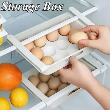 Кухонный органайзер для ящиков, Холодильник, Ящик для хранения яиц, фруктов, Кухонные принадлежности для приготовления хрустящей пищи, Полка-органайзер для холодильника