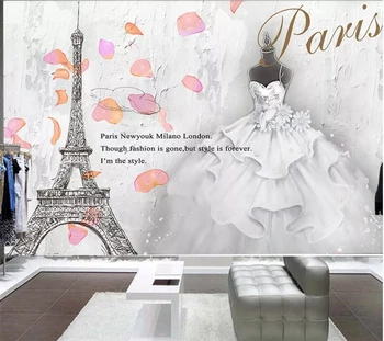 обои wellyu на заказ 3d фрески ретро цемент белый лебедь модный парижский магазин свадебной одежды настенная роспись ТВ фон обои