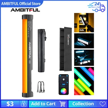 AMBITFUL A2 RGB 2500-8500K RGB LED Video Stick Tube Light + Ячеистая Сетка Встроенное приложение Литиевая Батарея Магнитная Функция