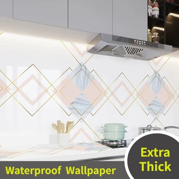 20-метровая кухонная водонепроницаемая маслостойкая самоклеящаяся наклейка с мраморным рисунком, очень толстые обои, Виниловая наклейка для ремонта декора стен