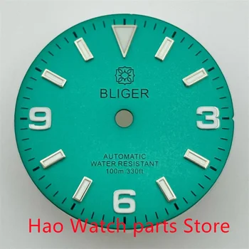 BLIGER 28,5 мм зеленый матовый циферблат часов со светящимся покрытием NH35 NH36 ETA2824 2836 Miyota8215 Mingzhu DG2813 3804movement