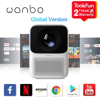 Глобальная версия Проектора Wanbo T2 MAX 1080P HD С Четырехнаправленной Трапециевидной Коррекцией Проекции На Боковой экран С Двумя динамиками