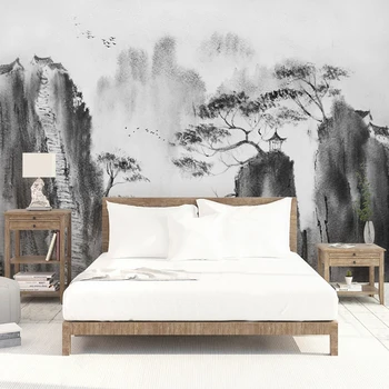 Обои на заказ, китайский абстрактный черно-белый пейзаж, Лесное искусство, гостиная, диван, ТВ, фон, настенная роспись для внутреннего декора