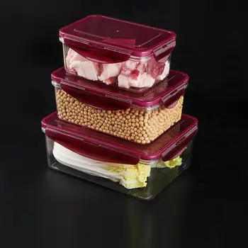 3 Предмета в прозрачной пластиковой запечатанной коробке для хранения свежих овощей и фруктов, хранение замороженных зерновых в холодильнике.