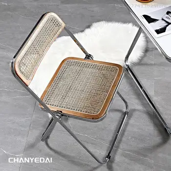 Обеденный стул, Акриловый прозрачный стул, табурет, Модная сетка, Красный стул для фотографий, складной стул, стул для магазина одежды, стул Comedor 4 Sillas