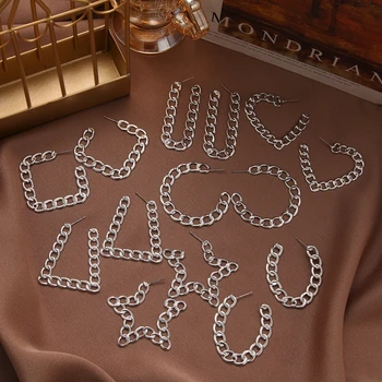 VKME Винтажные серьги-кольца с цепочкой для женщин, простые модные металлические серьги с геометрическим кругом в виде сердца, эффектные модные серьги-бижутерия