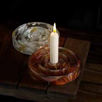 Круглая форма для ароматических свечей Бетонный подсвечник Силиконовая форма DIY Эпоксидная смола Формы для подсвечников Гипсовая форма