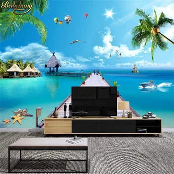 beibehang Пользовательские 3D фотообои Пальмовый пляж пейзаж приморский пейзаж диван ТВ фон настенная роспись обои для гостиной