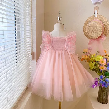 Новое летнее платье для девочек 2023 года, модная детская одежда, индивидуальное классическое платье принцессы из пушистой сетки для девочек