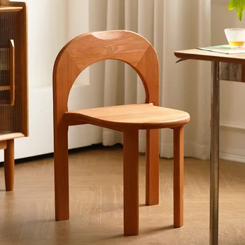 Обеденный стул Стул из массива Дерева со Штабелируемой Скандинавской современной минималистичной спинкой Табурет Дубовая Мебель для кафе ресторана столовой