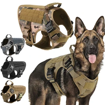 Тактическая Шлейка Для Собак Military Pet German Shepherd K9 Тренировочный Жилет для Домашних Животных Комплект Шлейки и Поводка для Маленьких Средних и Крупных Собак