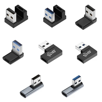 90-Градусный разъем USB 3.0 от мужчины к женщине типа C с левым и правым угловым адаптером X6HA