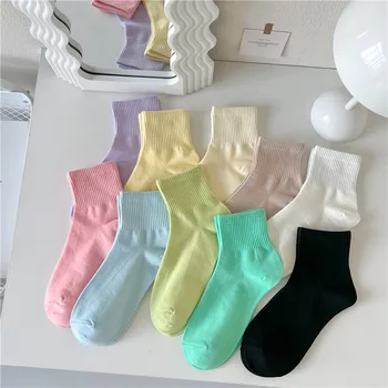 Простые и универсальные женские носки Makaron color, весенне-летние повседневные однотонные мужские и женские универсальные носки-лодочки