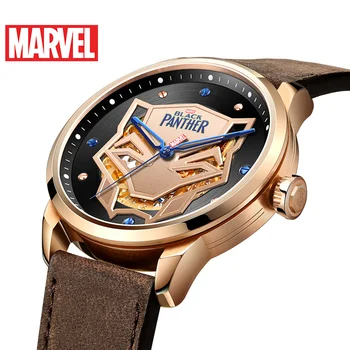 Официальные подлинные автоматические механические часы Marvel BLACK PANTHER от Disney, Полая резина, нержавеющая сталь, Ограниченная версия M-6001