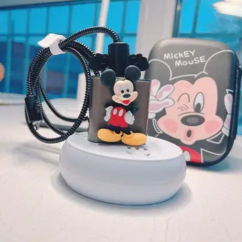 Зарядное устройство Disney Mickey Minnie, кабель для передачи данных, линия наушников, защитный чехол для Huawei Mate 30 40 Glory 50 66 Вт, веревка для намотки с сумкой