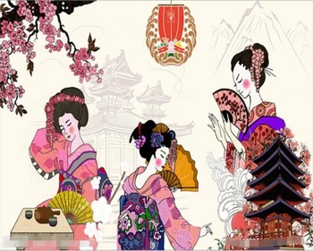настенная роспись beibehang на заказ, украшение спальни, гостиной, современная японская живопись Укие-э, фон для телевизора, обои, бумага