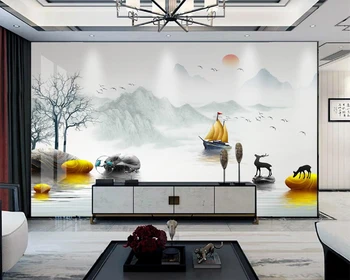 beibehang Индивидуальные современные обои из папье-маше новый китайский золотой пейзаж цветочный пейзаж мраморный фон обои