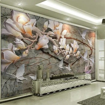 wellyu Индивидуальные большие фрески модное украшение дома новая китайская магнолия фигурка кальмара 3D фоновые обои для гостиной