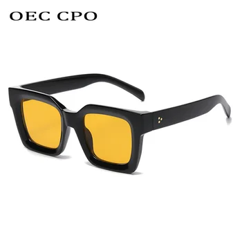 Винтажные Квадратные Солнцезащитные очки для женщин, Роскошный бренд, дизайнерские Ретро-желтые Очки Панк-оттенков, женские солнцезащитные очки UV400, Трендовые Солнцезащитные очки для мужчин