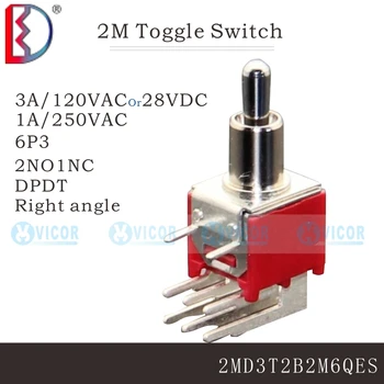 2MD3T2B2M6QES позолоченный ножной кнопочный переключатель DPDT с двумя включениями и одним выключением 0,4 ВА с небольшим током, проходящим через переключатель