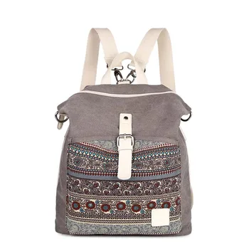Школьный рюкзак с цветочной вышивкой для девочек в этническом стиле, женская модная повседневная легкая сумка через плечо, дорожный рюкзак