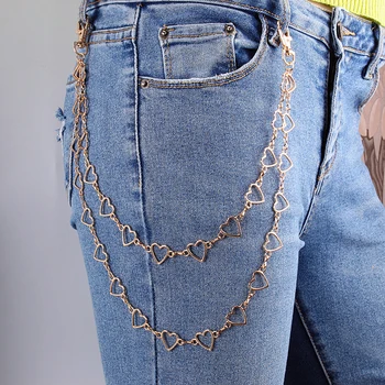 Простая поясная цепочка в форме сердца, унисекс, металлический пояс, украшение брюк-цепочек для женщин в стиле хип-хоп, модные тонкие поясные ремни