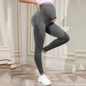 Штаны для йоги с высокой талией Бесшовные леггинсы Спортивная Повседневная одежда для йоги для беременных Леггинсы для беременных Женские брюки