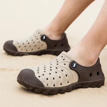 Fujeak Летние модные пляжные сандалии для мужчин, тапочки на толстой подошве, водонепроницаемые нескользящие сандалии, вьетнамки, мужские сандалии-сабо из Эва