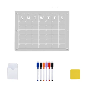 Акриловый магнитный календарь сухого стирания, доска-календарь для холодильника, 16X12 дюймов (1 комплект)