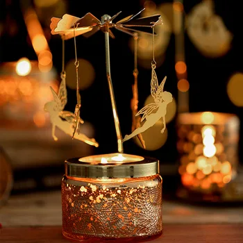 Ароматические свечи с каруселью из соевого воска Для домашнего декора В Рамадан 2023, Декор комнаты, Вращающийся подсвечник с тиснением