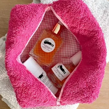 Розово-розовый мешочек для полотенец для женщин, стеганое полотенце с решетчатым рисунком, косметичка с вышивкой, сумки для макияжа, сумка-органайзер для хранения