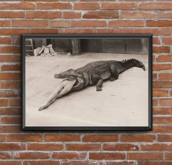 Хельмут Ньютон - Сцена из Балета Пины Бауш- Плакат на Холсте с Крокодилом, Украшение Домашней настенной живописи (Без рамки)
