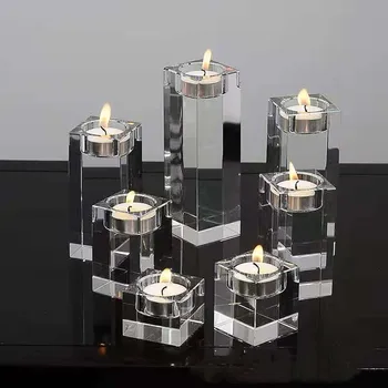 candelabro de cristal fino,  de cristal transparente para boda,  decoración del hogar y comedor, Europa