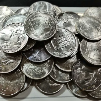 Экология Сан-Марино, серебряная монета номиналом 500 лир, 1971-1979 Случайный год, оригинальная серебряная монета номиналом 0,835 для коллекции