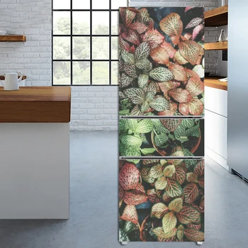 Наклейки с листьями растений, Дверная крышка, обои для холодильника, Клейкая виниловая пленка для морозильной камеры, декор, забавная художественная роспись, Кухня