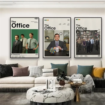 Постер офисного телешоу, черно-белые принты фильмов, Винтажная картина на холсте, Забавная настенная картина для украшения офисного помещения.
