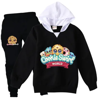Толстовки с капюшоном Cookie Swirl C; брючный костюм для подростков; повседневный костюм с героями мультфильмов для девочек и мальчиков; Детские осенние брюки для бега; Одежда для бега