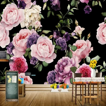 Индивидуальные 3D фотообои, фреска, ручная роспись, роза, пион, цветок гостиной, домашний декор, обои для стен.