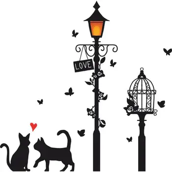 Декоративная легкая мультяшная наклейка на уличный фонарь и окно с кошкой для домашнего декора