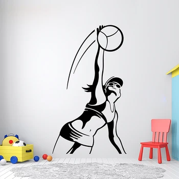 Девушка Любительница Волейбола Пляжный Волейбол Наклейка На Стену Volley Decor Art Виниловые Волейбольные Подарочные Наклейки Для Дома Детская Подростковая Комната Спорт G-184