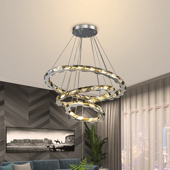 Постмодернистские Хрустальные подвесные светильники Nordic Luxury Designer Круглая металлическая люстра для гостиной и столовой, лампа творческой личности