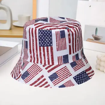 Мягкая Модная Шляпа с рисунком американского флага, Солнцезащитная шляпа с защитой от скатывания, Круглая Шляпа с куполом, Аксессуары для костюмов