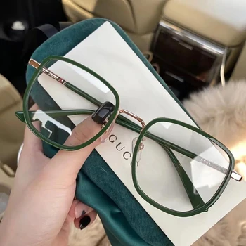 Ультралегкие синие блокирующие очки, простые очки в зеленой оправе в стиле ретро для девочек, Прозрачные очки в синей оправе для женщин
