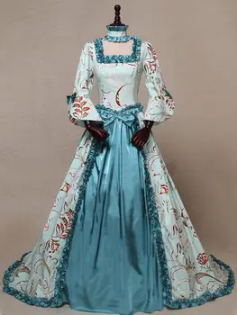 Женское вечернее платье SISHION с расклешенными рукавами в средневековом Викторианском дворце VD3590, коричнево-синий костюм для выступлений, бальное платье, платья с цветочным рисунком