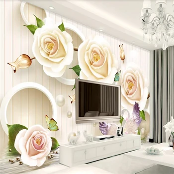 Обои на заказ Beibehang 3D фотообои стерео роза Европейский ТВ фон украшение стен живопись 3D обои из папье-маше