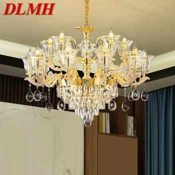 Современная люстра DLMH, Золотая роскошная хрустальная светодиодная свеча, Подвесной светильник для дома, гостиной, спальни, декоративных светильников