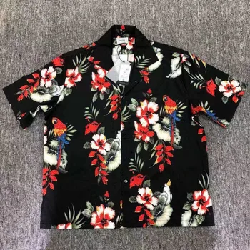 Гавайские рубашки RHUDE С классическим принтом в виде цветов и птиц, Мужские и женские Повседневные рубашки Rhude Oversize 1: 1
