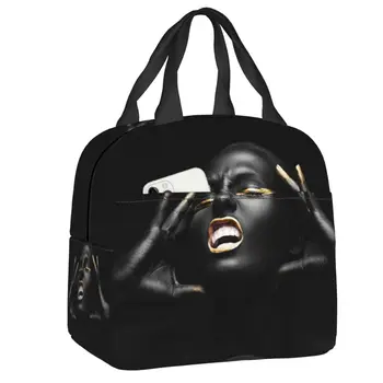 Ланч-бокс African Queen Водонепроницаемый термоохладитель American Black Girl Сумка для ланча с изоляцией от продуктов для женщин Детские сумки для пикника