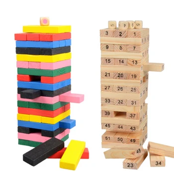 Деревянная Наборная Модель Башни Строительные Блоки Детские Развивающие Обучающие Игрушки с Кубиками Баланс Полушария Игра в Укладку