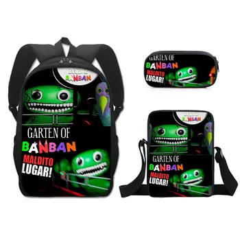 3 шт./компл. Рюкзак Garten of Banban для учащихся начальной средней школы, школьный рюкзак для мальчиков и девочек, 3D-принт, мультфильм, аниме, дорожная сумка для ноутбука